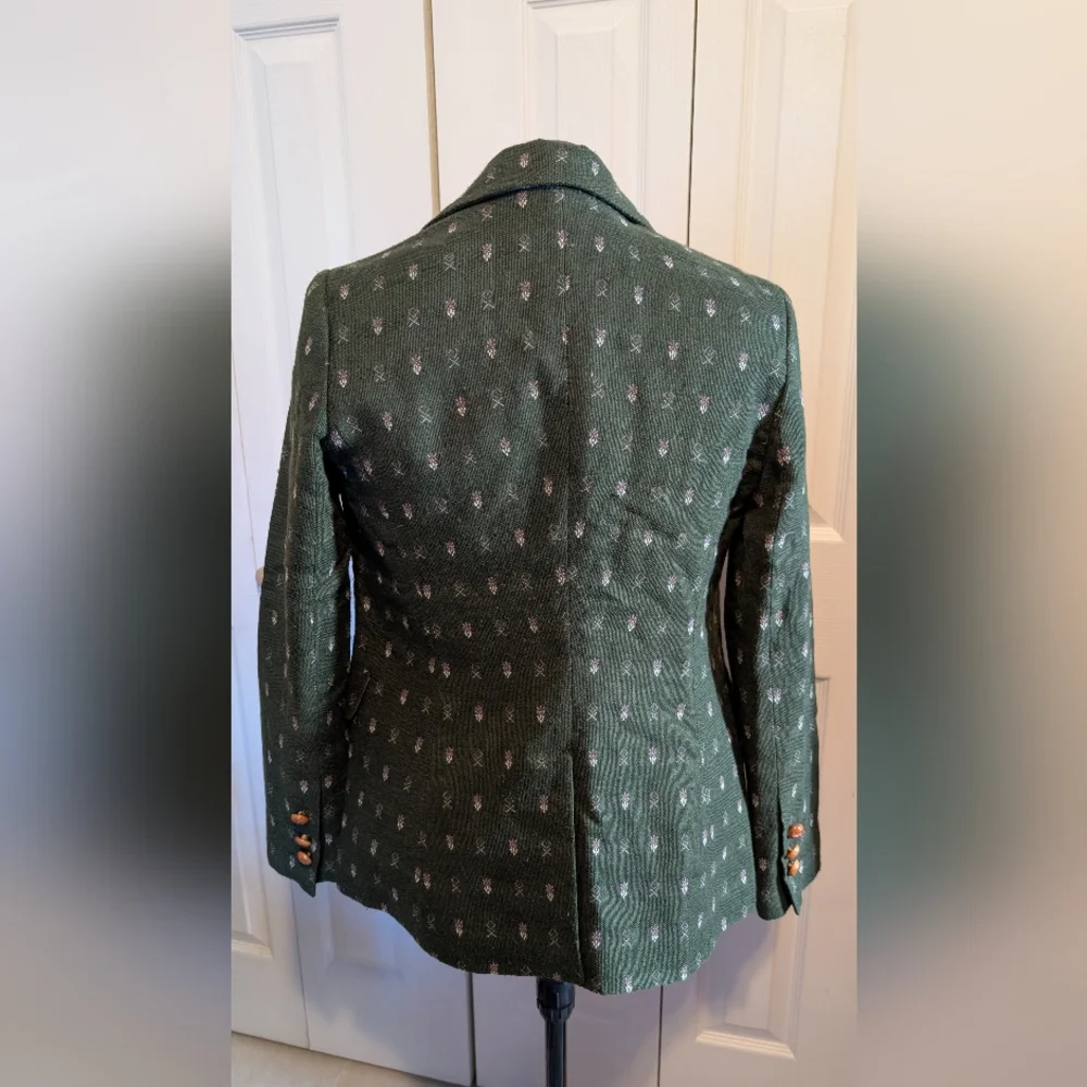 Anthropologie Mädchen Blazer, Women's Size M, Green Wool With Pink Accents - Picture 2 of 11